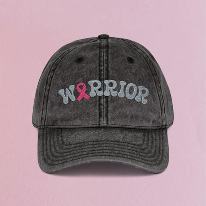 Warrior Embroidered Breast Cancer Awareness Unisex Distressed Cap Gift Black