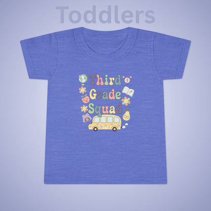Third Grade Squad Fun Retro Kids Cotton T Shirt Back To School Toddler