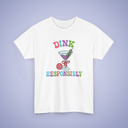 Dink Responsibly Funny Alcohol Drinking Pickleball T Shirt Graphic Design