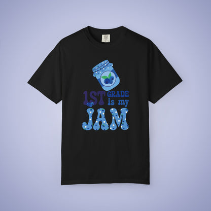 First Grade is my Jam Blueberry Teacher T Shirt Comfort Colors Unisex Back to School