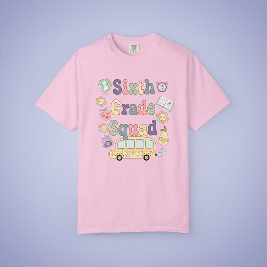Sixth Grade Squad Retro Fun Teacher T Shirt Comfort Colors Unisex Back to School