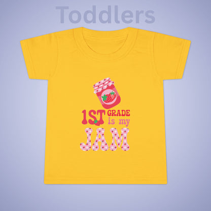First Grade is my Jam Strawberry Kids Cotton T Shirt Back To School Toddler