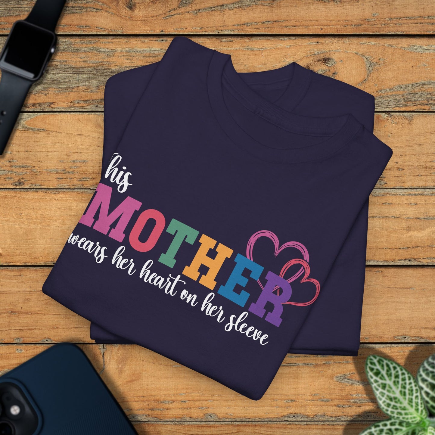 This Mother Wears Her Heart on Her Sleeve White Personalized Mothers Day Gift T Shirt