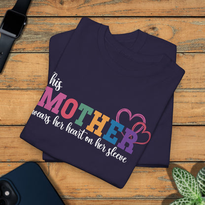 This Mother Wears Her Heart on Her Sleeve White Personalized Mothers Day Gift T Shirt