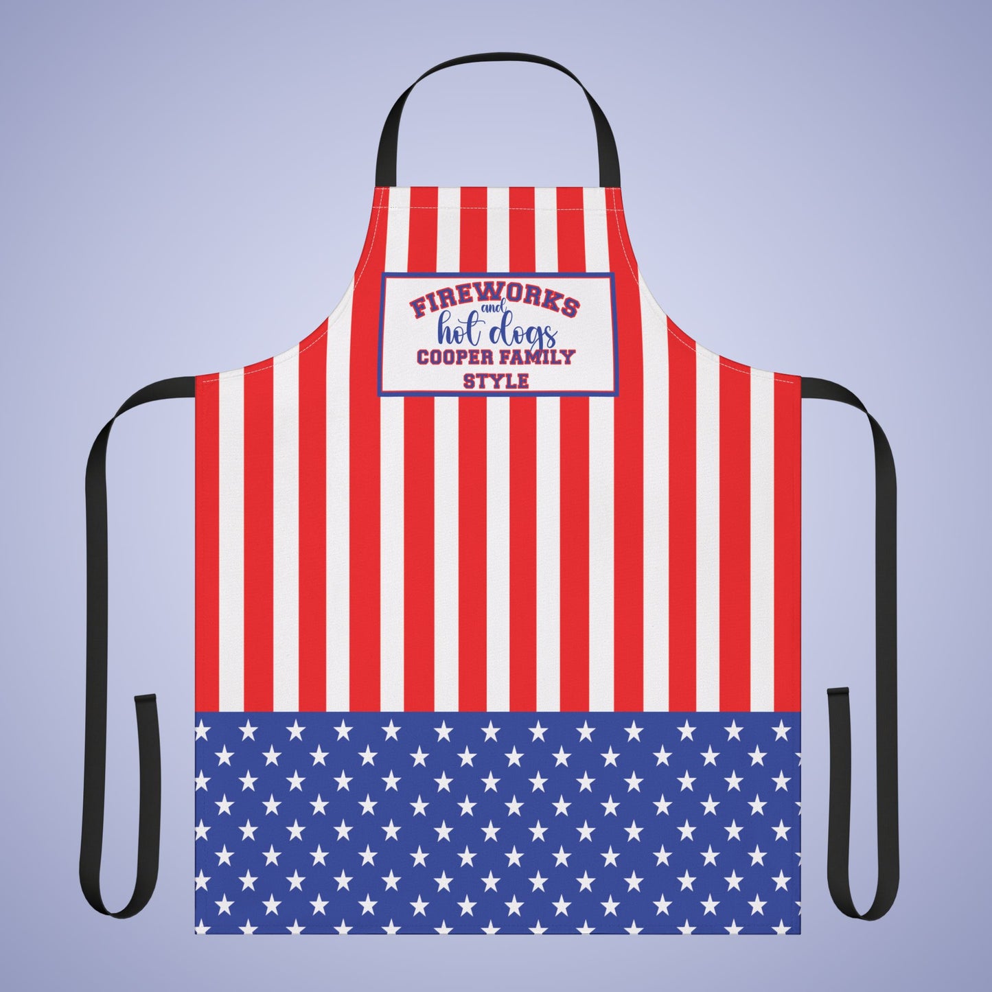 Fireworks and Hot Dogs Personalized Patriotic July 4th Home Decor Kitchen Apron USA Flag