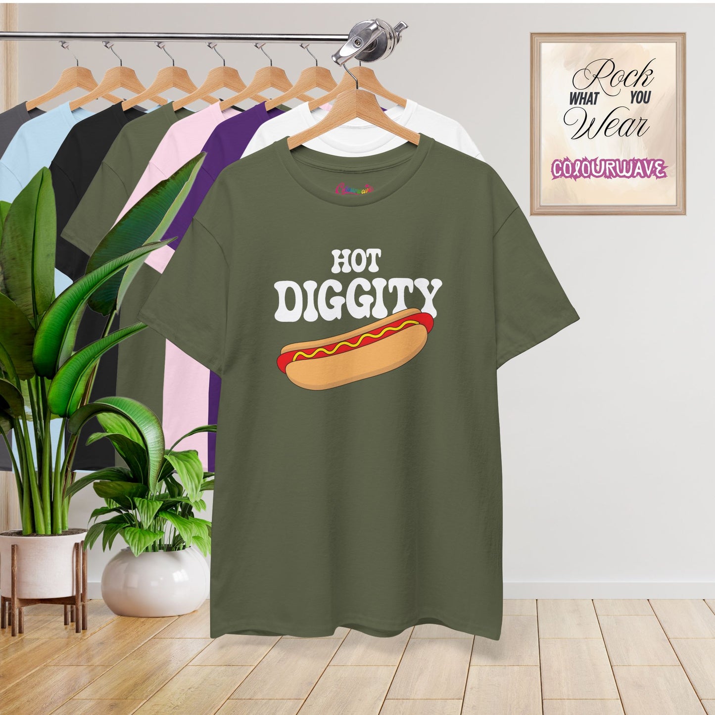 Hot Diggity Dog Funny Hot Dog T-Shirt | Hot Dog Lover Gift White