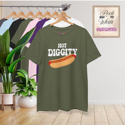 Hot Diggity Dog Funny Hot Dog T-Shirt | Hot Dog Lover Gift White