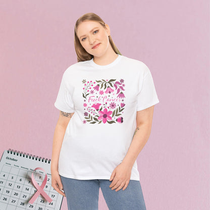 Fuck Cancer Pink Boho Floral Breast Cancer Awareness Unisex T Shirt