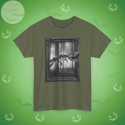 Stalking Skeletal T-Rex Halloween T-Shirt | Dinosaur Photographic Design