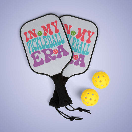 In My Pickleball Era Wavy Text Pickleball Paddle Set Pink Gift