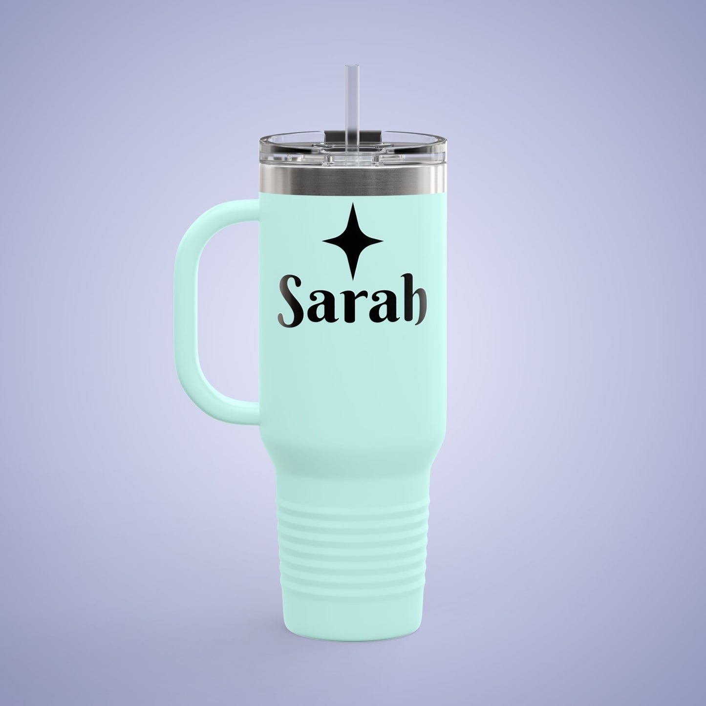Personalized Insulated Travel Mug - 40oz, Custom Name Mug for Coffee Lovers Teal Blue