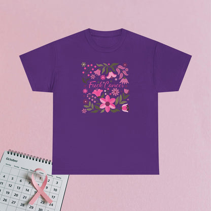 Fuck Cancer Pink Boho Floral Breast Cancer Awareness Unisex T Shirt