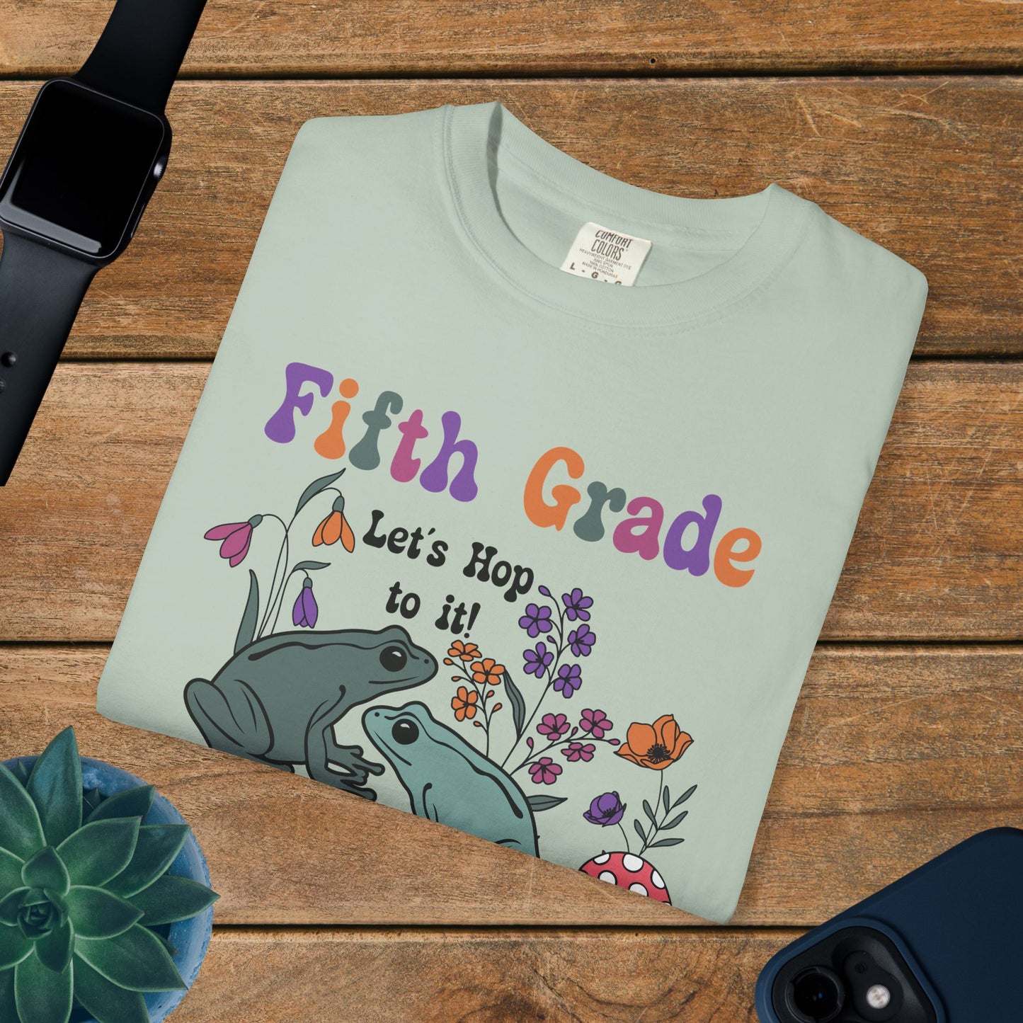 Fifth Grade Lets Hop To It Teacher T Shirt Frogs Comfort Colors Unisex Back to School