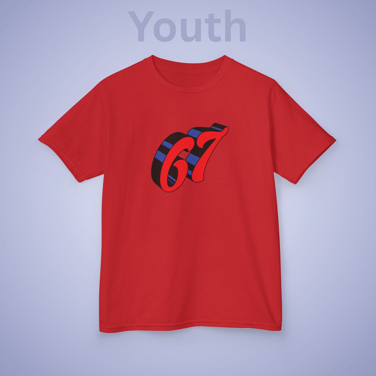 Red Word Art 67 Tee Fun Trending Kids Cotton T Shirt Six Seven Youth