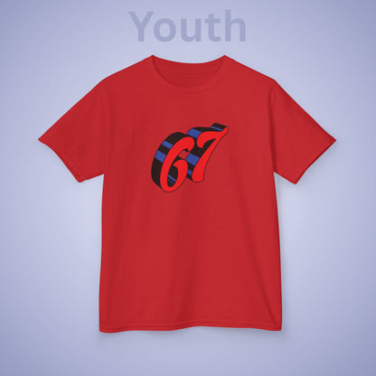 Red Word Art 67 Tee Fun Trending Kids Cotton T Shirt Six Seven Youth