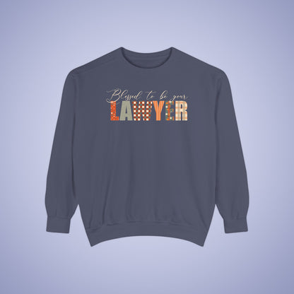Blessed to be Your Lawyer Thanksgiving Patterned Word Art Comfort Sweatshirt Unisex