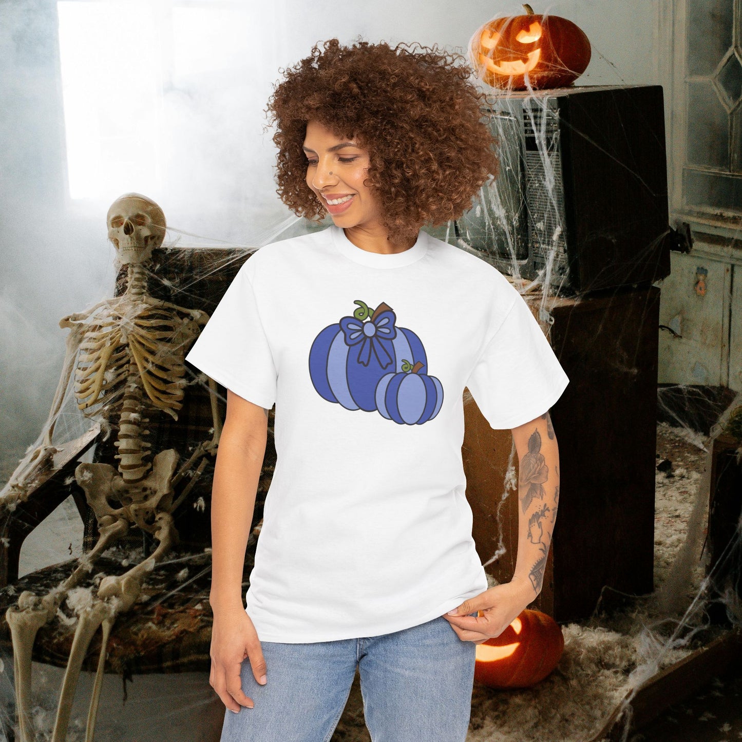 Thanksgiving Fall Inspired Halloween Blue Pumpkin Unisex T Shirt