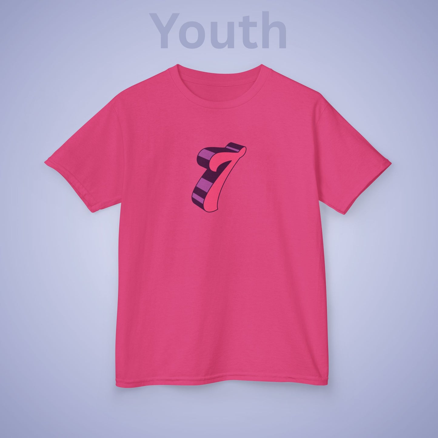 Pink Word Art 7 Tee Fun Trending Kids Cotton T Shirt Six Seven Youth