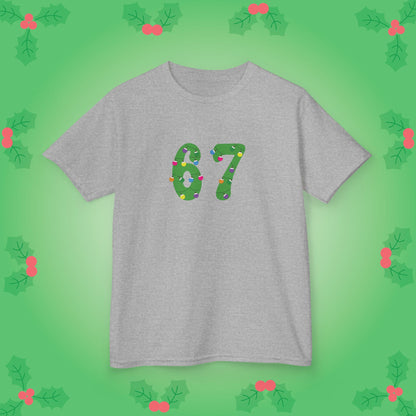 Christmas Lights Green 67 Tee Fun Trending Kids Cotton T Shirt Six Seven Youth