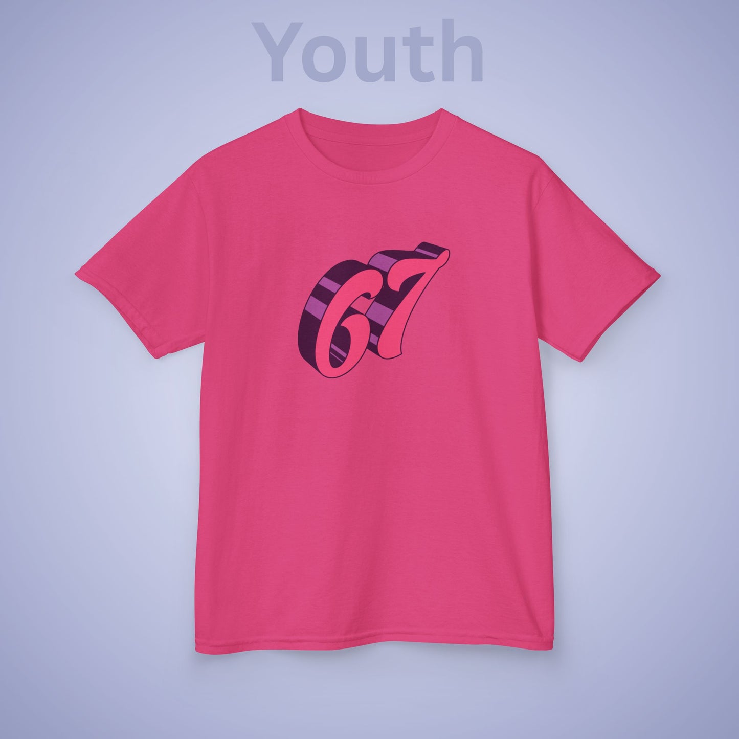 Pink Word Art 67 Tee Fun Trending Kids Cotton T Shirt Six Seven Youth