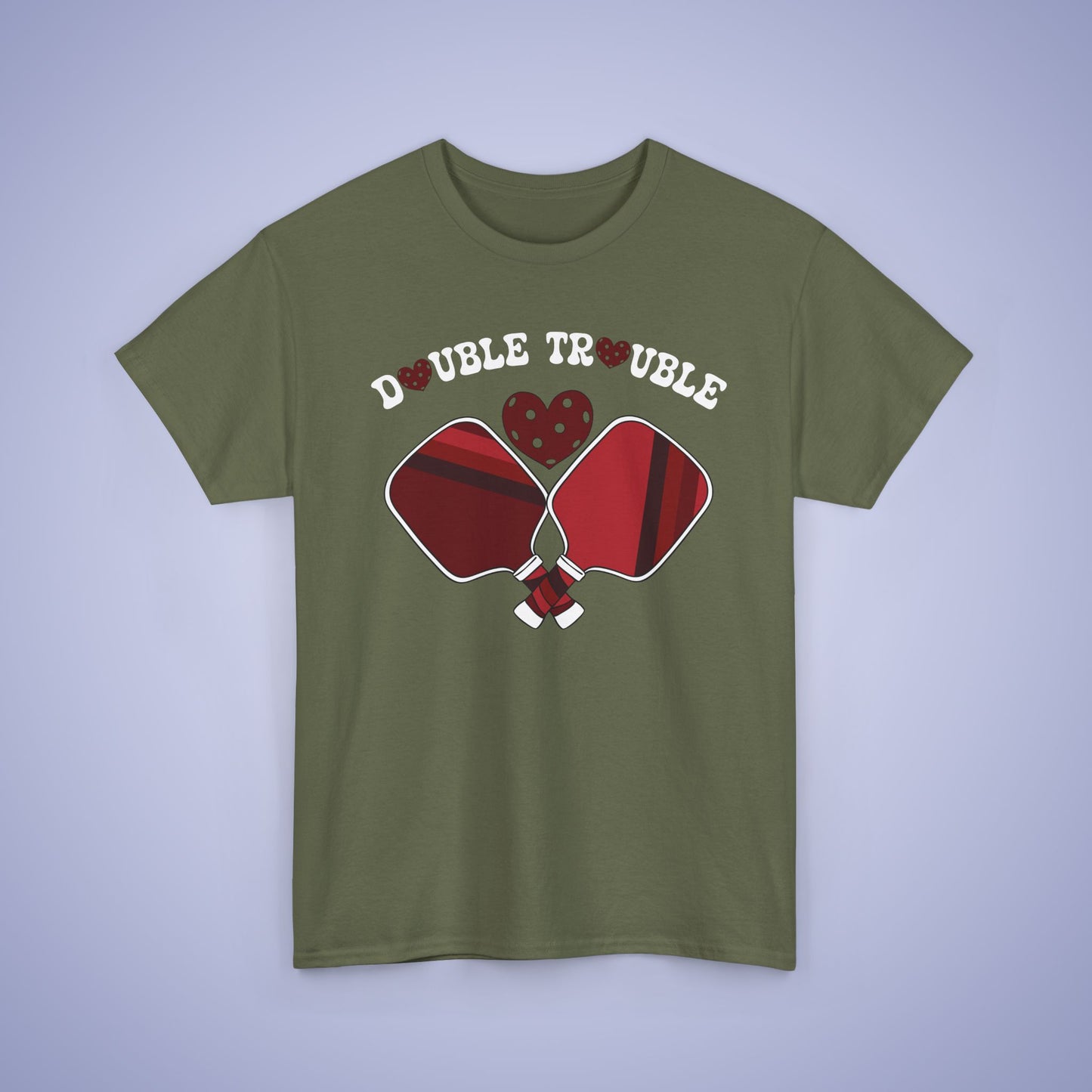 Double Trouble Pickleball T Shirt Retro Couple Matching Red Graphic Design