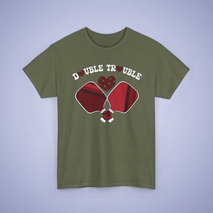 Double Trouble Pickleball T Shirt Retro Couple Matching Red Graphic Design