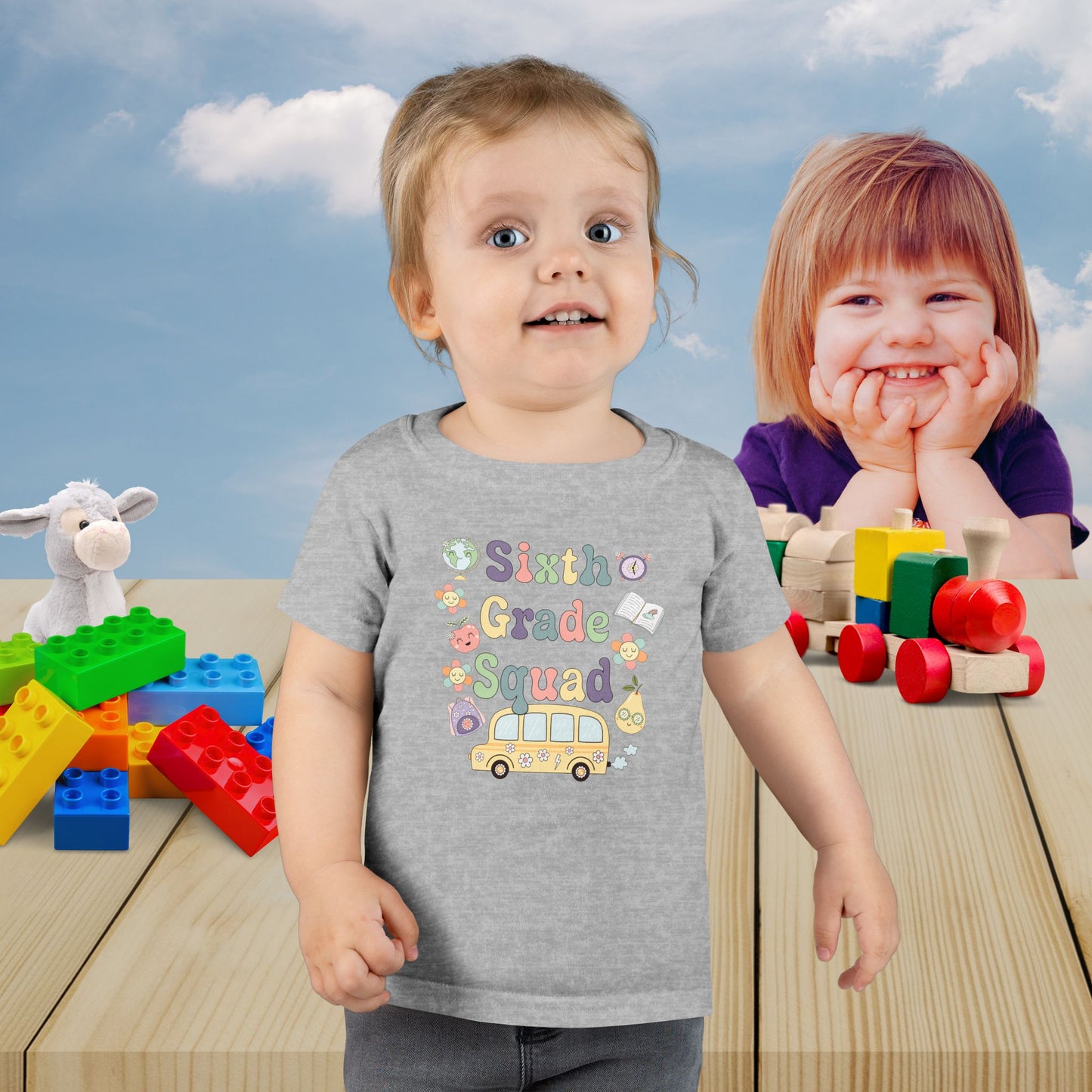 Sixth Grade Squad Retro Fun Kids Cotton T Shirt Back To School Toddler