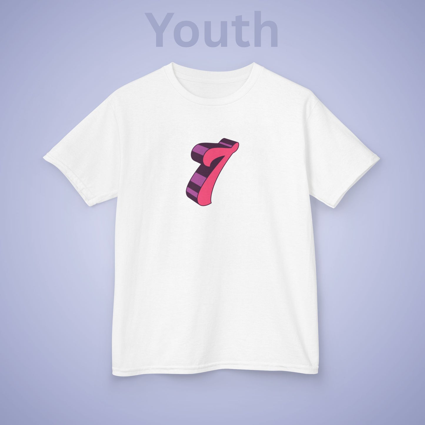 Pink Word Art 7 Tee Fun Trending Kids Cotton T Shirt Six Seven Youth