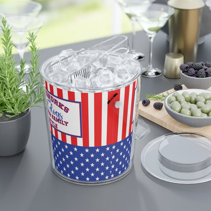 Fireworks and Hot Dogs Personalized Patriotic July 4th Home Decor Ice Bucket USA Flag