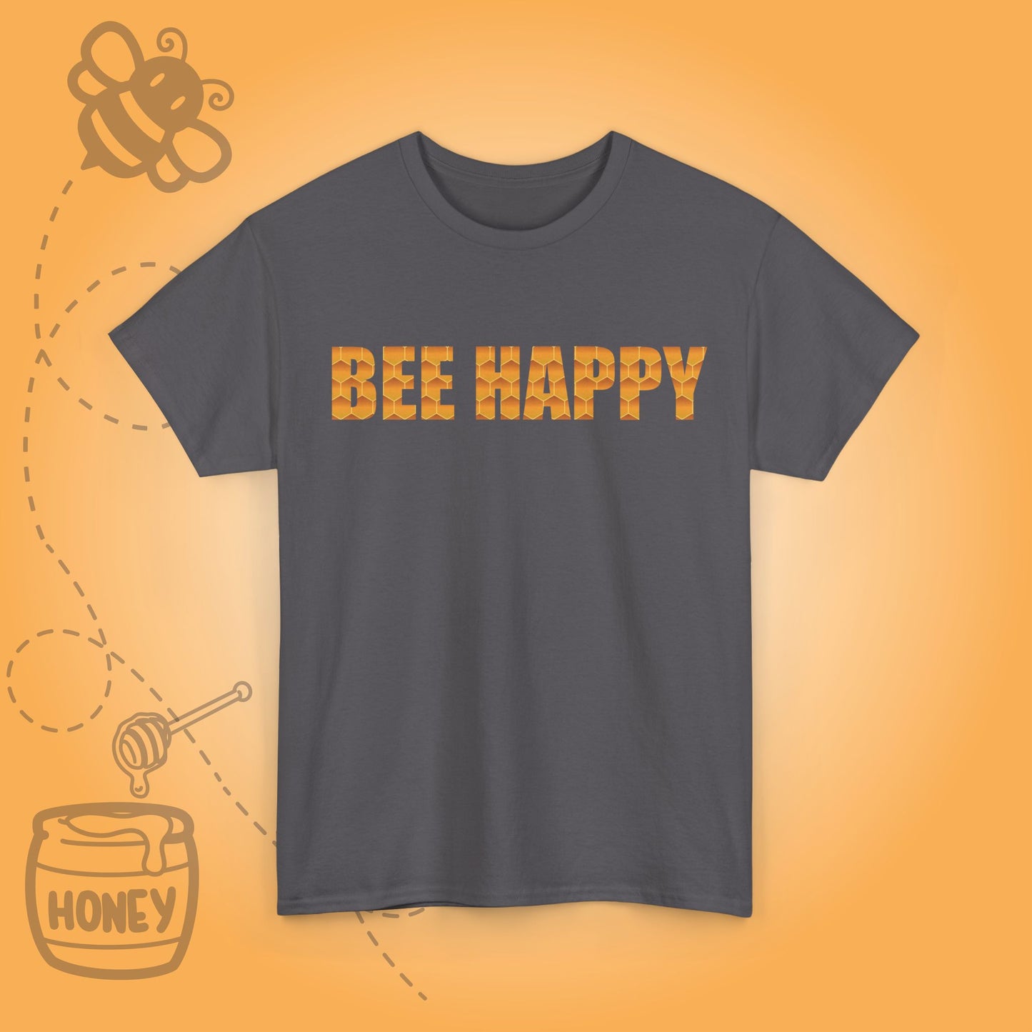 Bee Happy Sweet As Honey  Honeycomb Word Art Design Unisex Tshirt