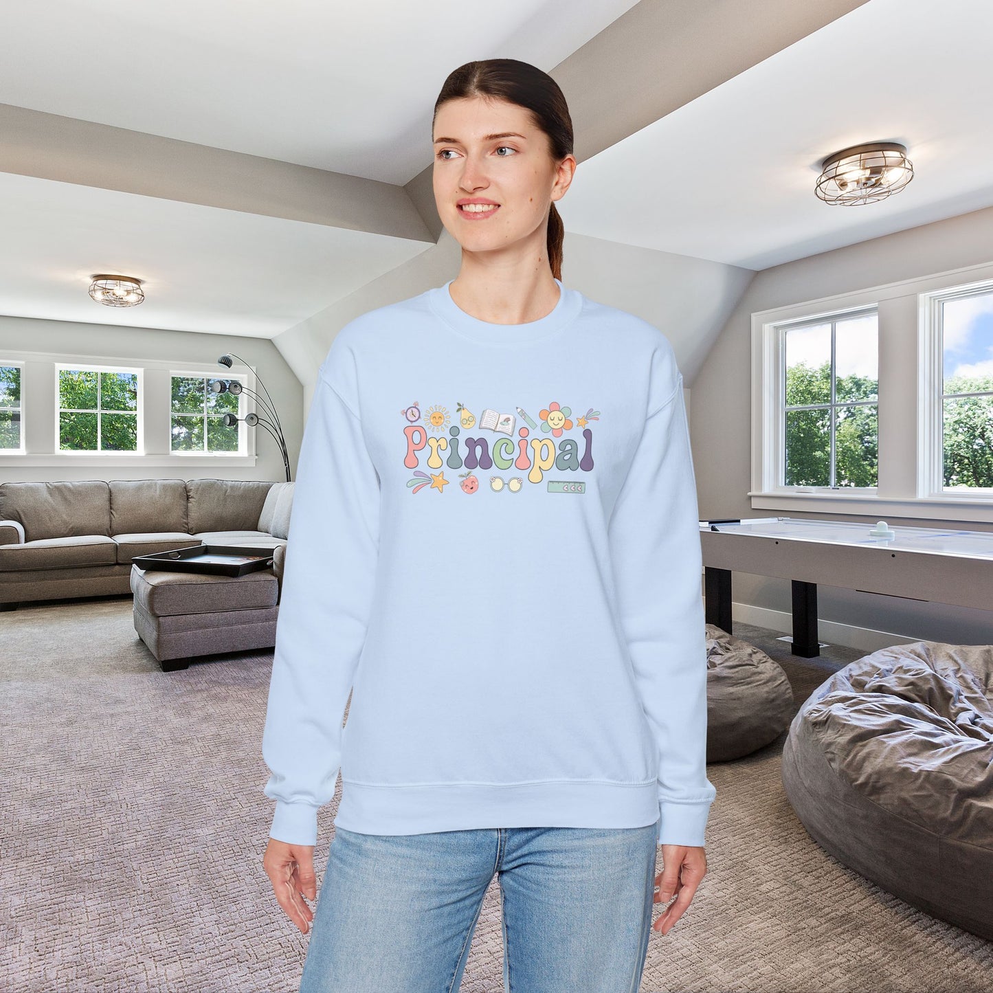 Principal Teacher Crewneck Sweatshirt Retro Unisex Back to School