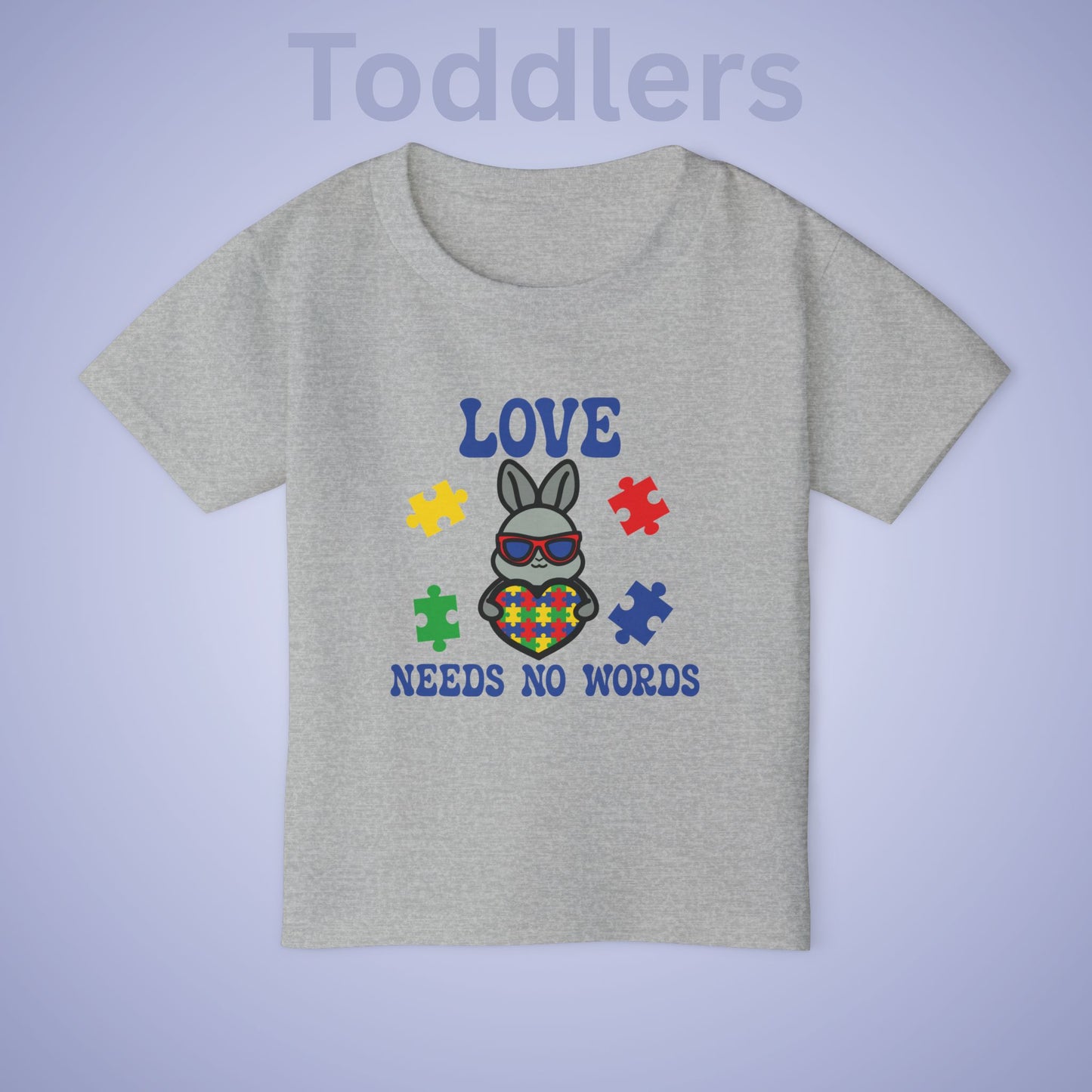 Love Needs No Words Rabbit Graphic Autism Awareness Cotton Toddler T Shirt