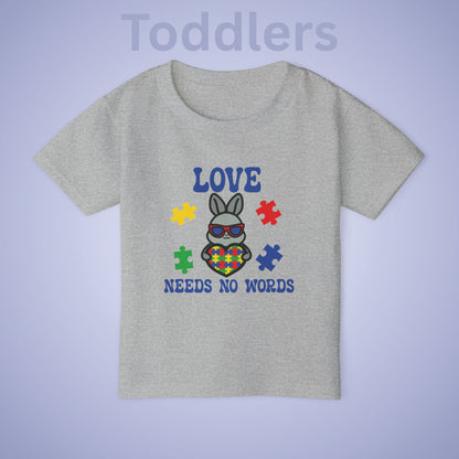 Love Needs No Words Rabbit Graphic Autism Awareness Cotton Toddler T Shirt