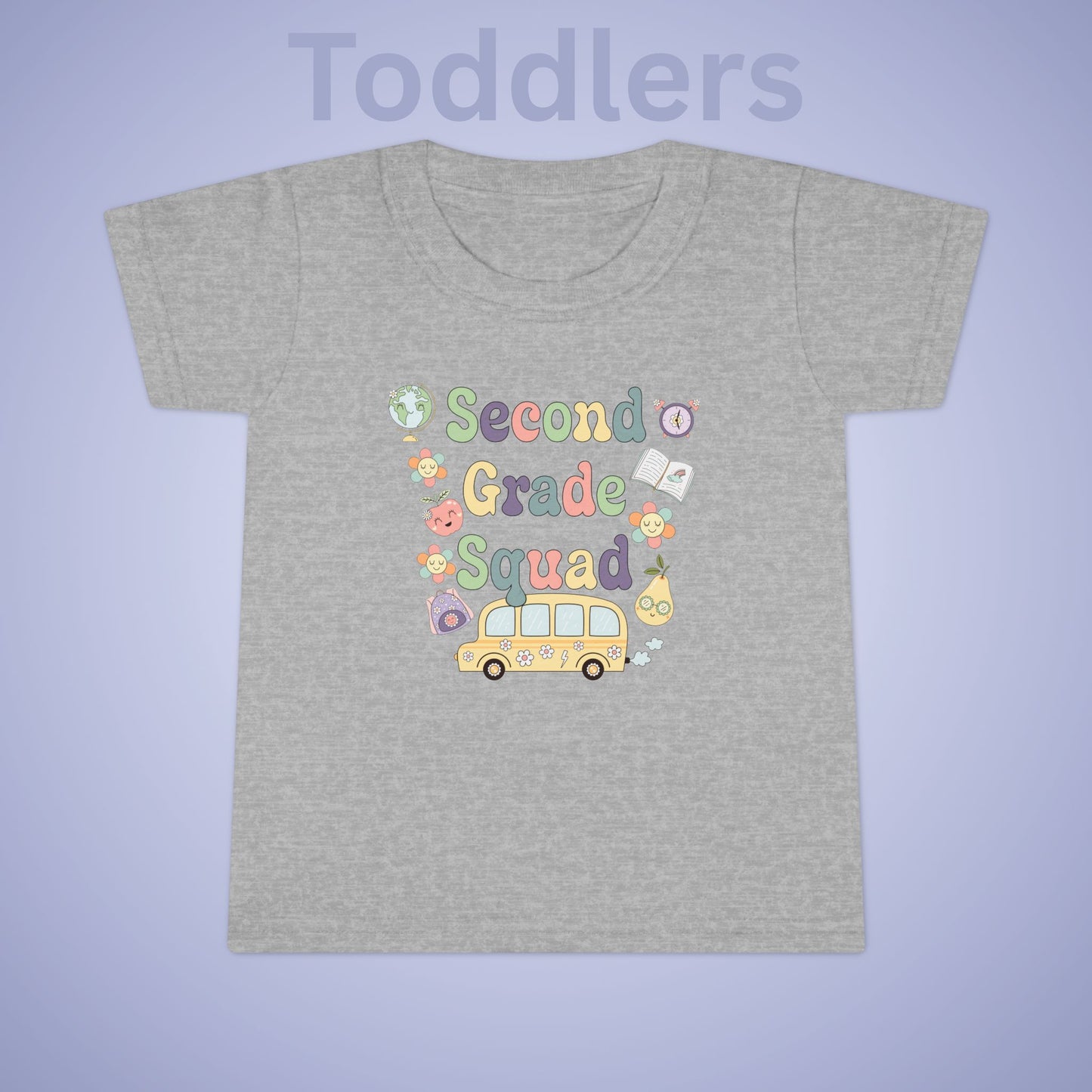 Second Grade Squad Retro Fun Kids Cotton T Shirt Back To School Toddler