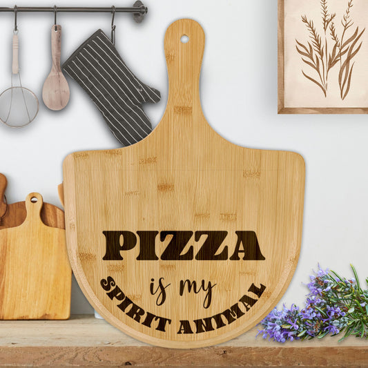 Pizza is My Spirit Animal Funny Engraved Bamboo Pizza Board Gift