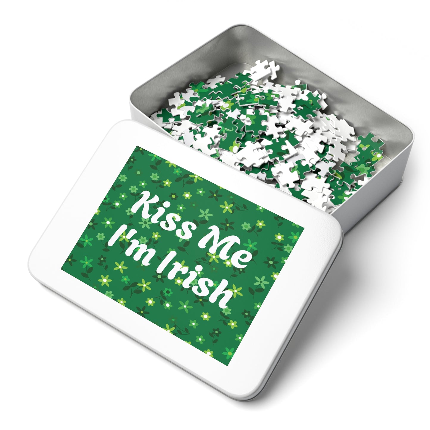 St. Patrick's Day Jigsaw Puzzle with Tin - 'Kiss Me I'm Irish' Design