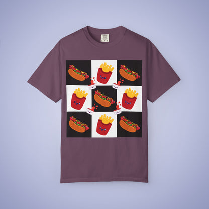 Hot Dog and Chips Lover Grid Art Comfort Colors T Shirt Unisex