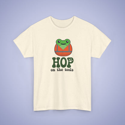 Hop on the Tools Graphic Tee Frog Lover Funny Labourer Unisex T Shirt