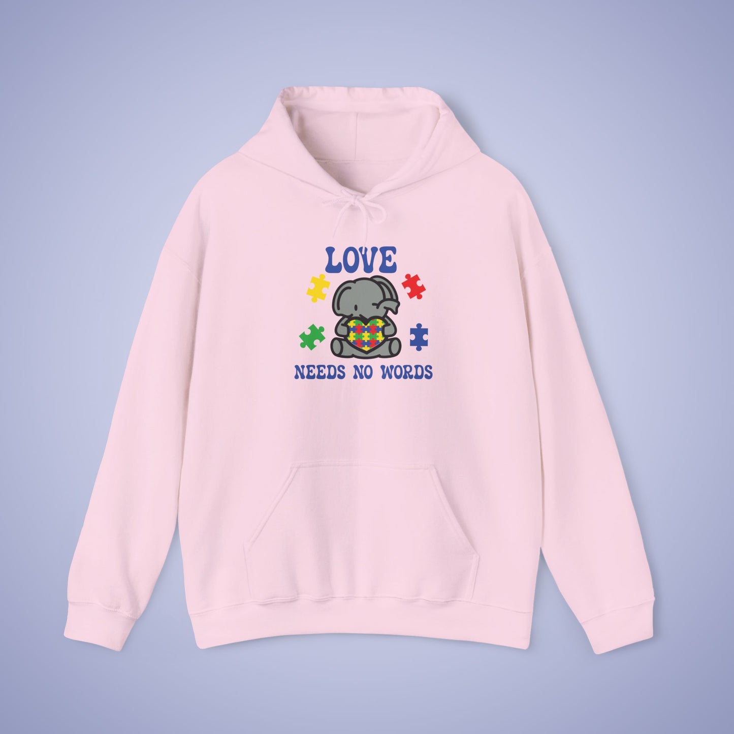 Love Needs No Words Elephant Lover Graphic Autism Awareness Hoodie Unisex