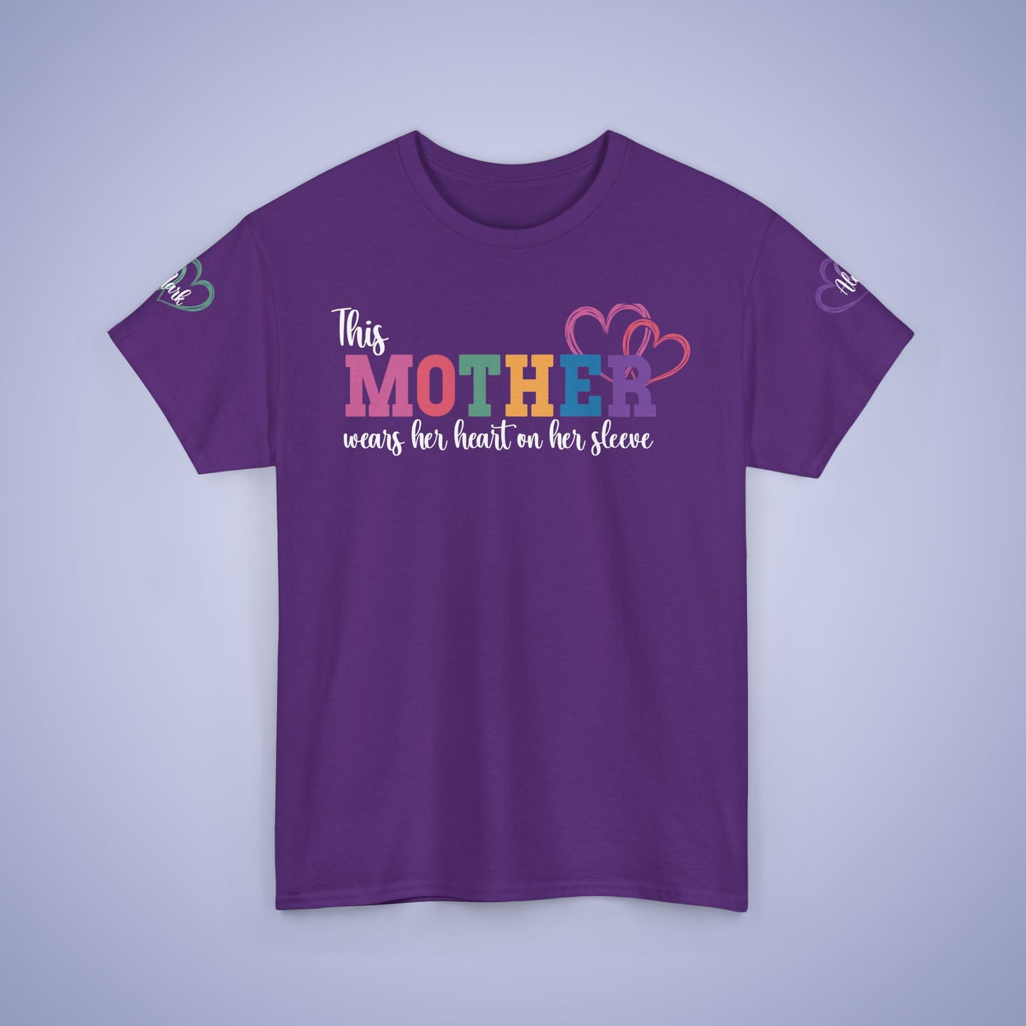 This Mother Wears Her Heart on Her Sleeve Unisex Heavy T Shirt Personalized