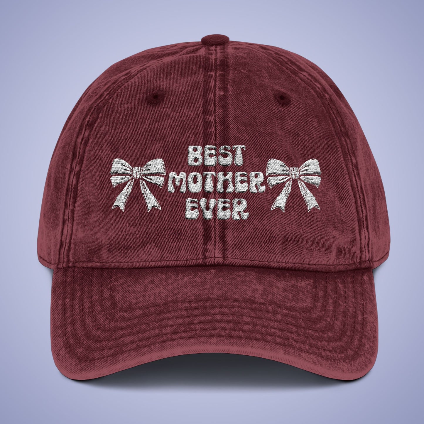 Vintage Best Mother Ever Cap Mothers Day White Embroidered Hat