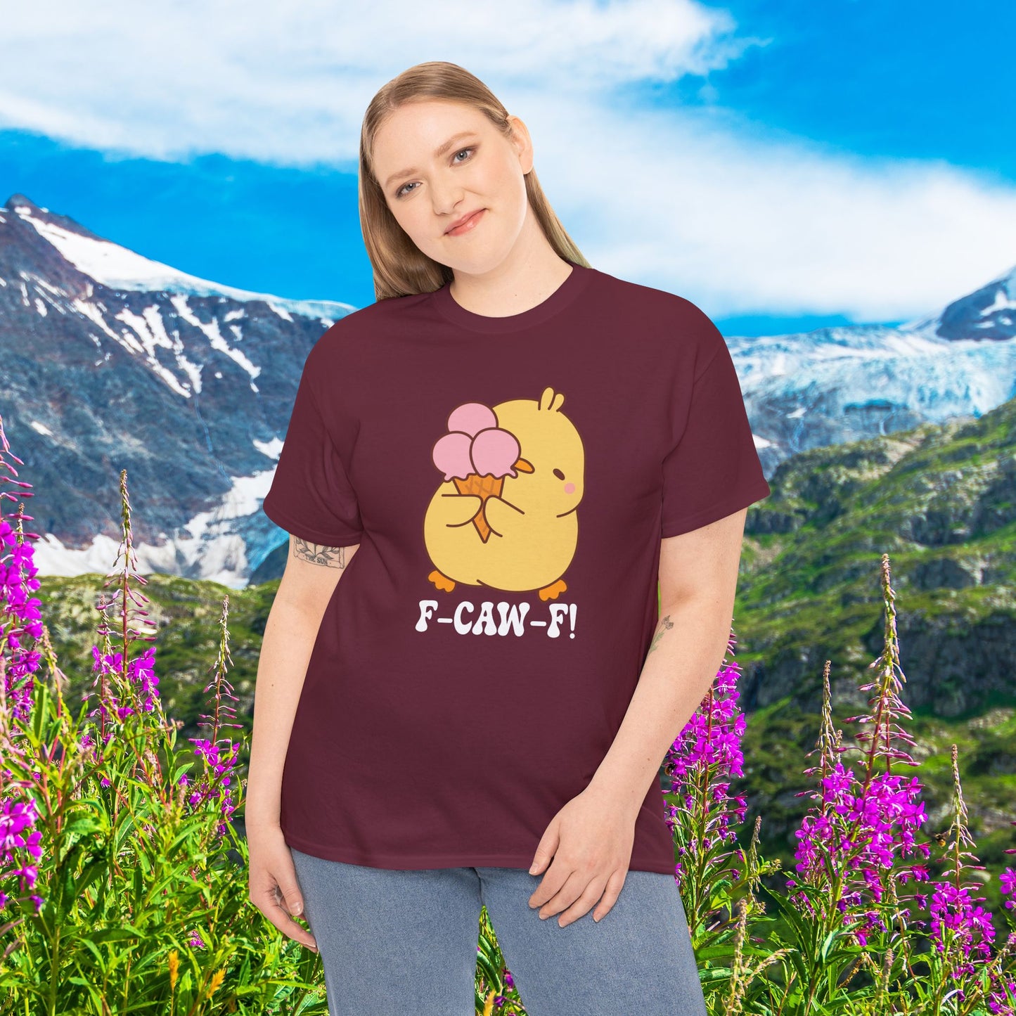 Ice Cream Lover F CAW F White Cute Funny Chick Unisex Chicken T Shirt