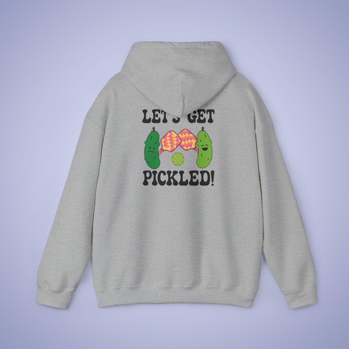 Lets Get Pickled Funny Alcohol Drinking Pickleball Hoodie Black Graphic Design
