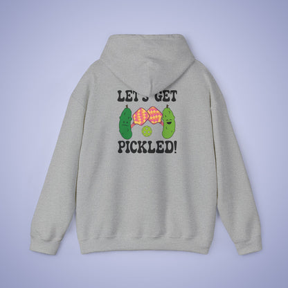 Lets Get Pickled Funny Alcohol Drinking Pickleball Hoodie Black Graphic Design