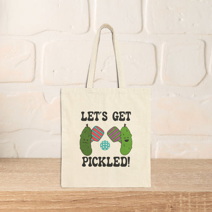 Let's Get Pickled Cotton Canvas Pickleball Pickle Lover Gift Tote Bag
