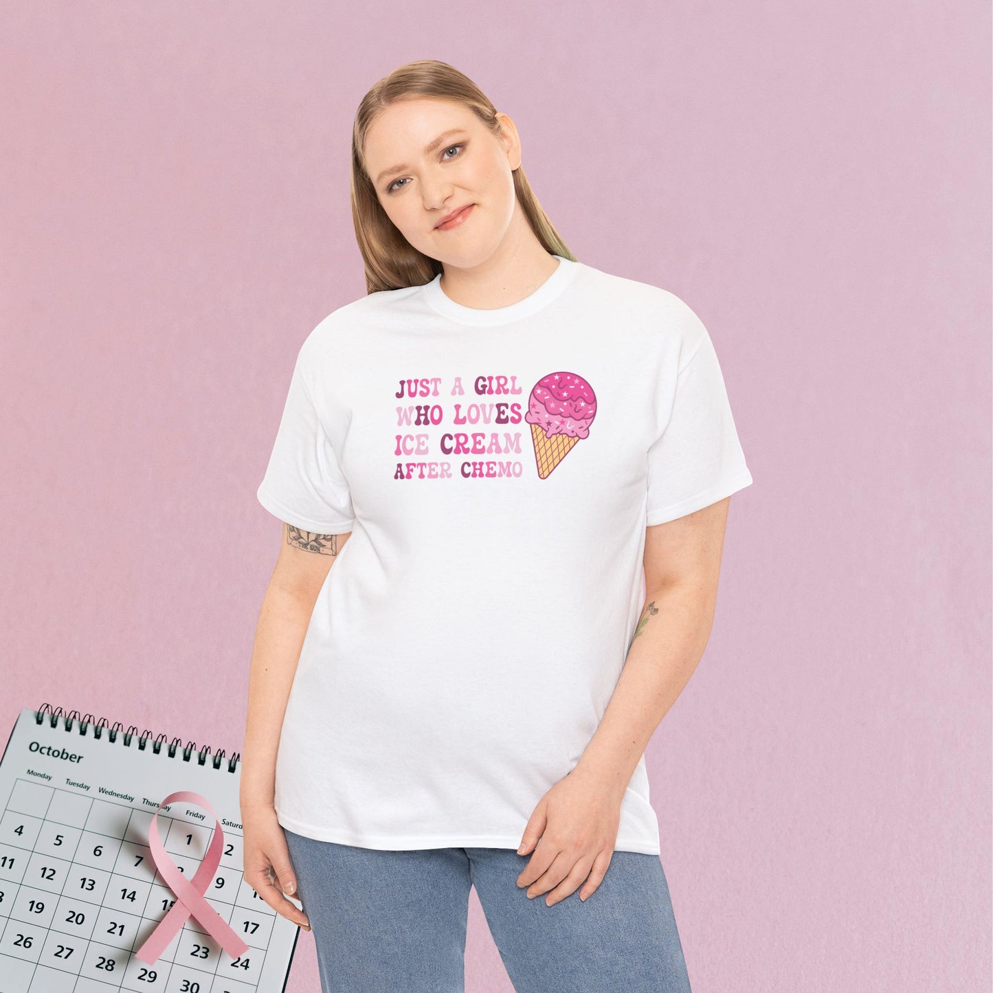 Just a Girl Who Loves Ice Cream After Chemo Breast Cancer Support T Shirt