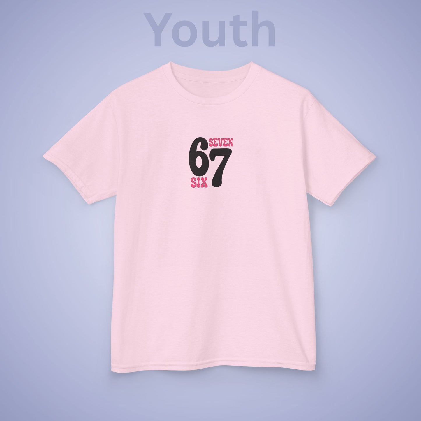 Pink Words & Numbers 67 Tee Fun Trending Kids Cotton T Shirt Six Seven Youth
