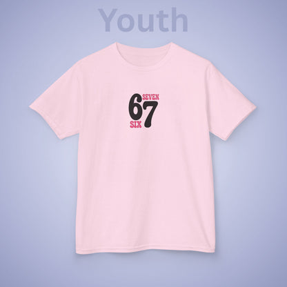 Pink Words & Numbers 67 Tee Fun Trending Kids Cotton T Shirt Six Seven Youth
