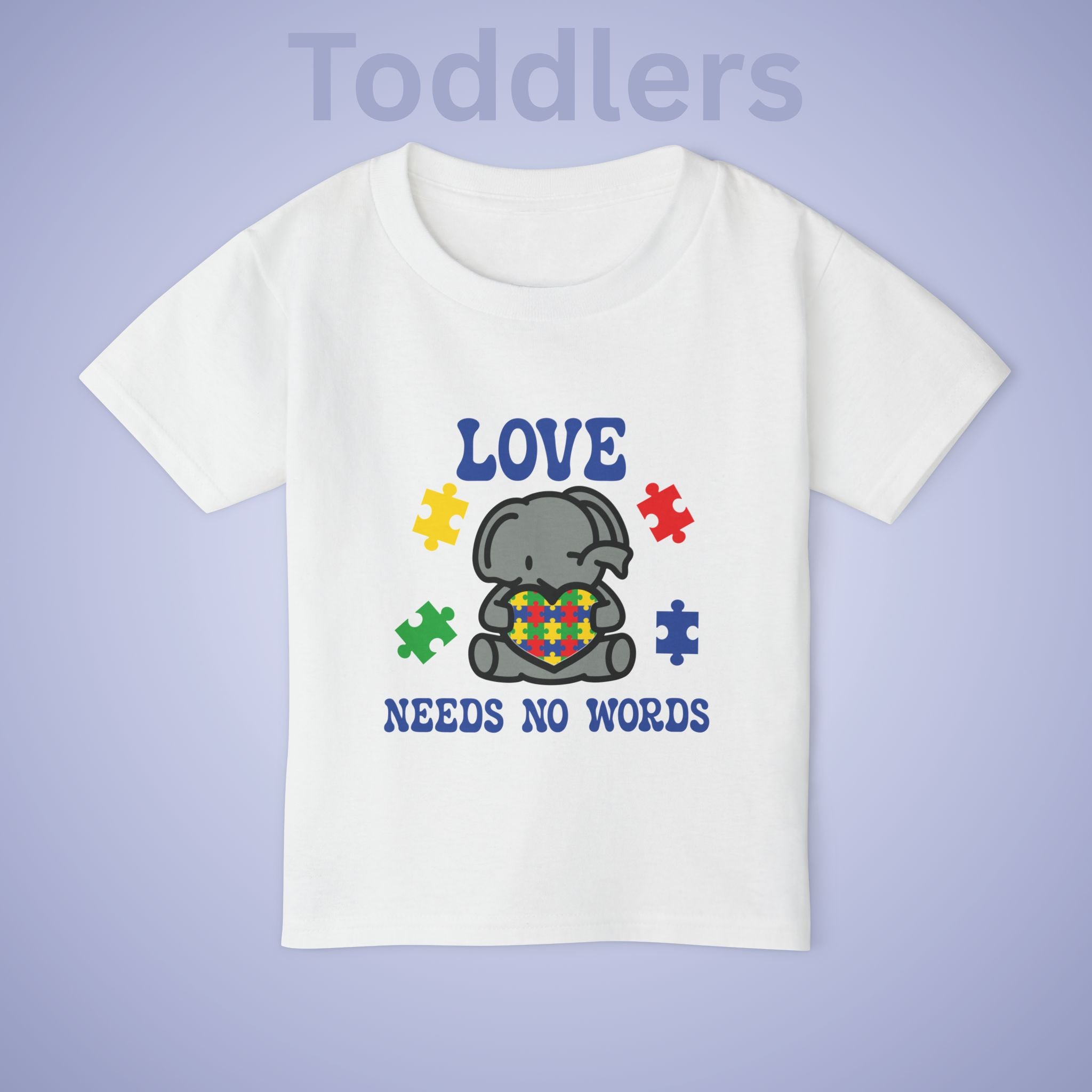 Love Needs No Words Elephant Graphic Autism Awareness Cotton Toddler T Shirt