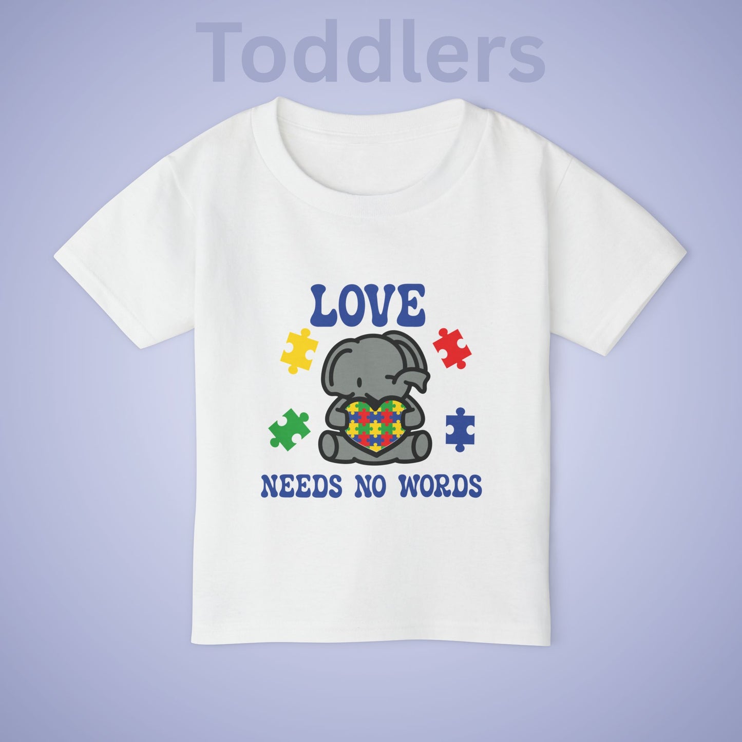 Love Needs No Words Elephant Graphic Autism Awareness Cotton Toddler T Shirt